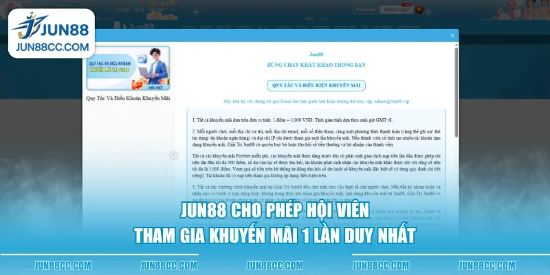 jun88 cho phep hoi vien tham gia khuyen mai 1 lan duy nhat jun88 cho phep hoi vien tham gia khuyen mai 1 lan duy nhat