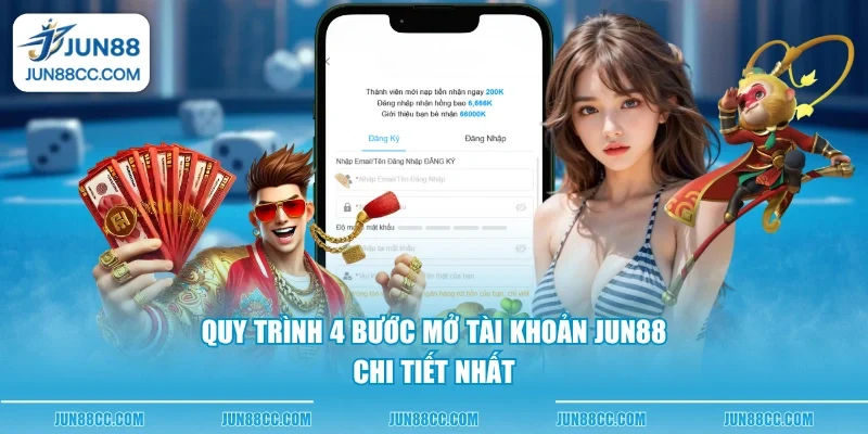 quy trinh 4 buoc mo tai khoan jun88 chi tiet nhat Quy trình 4 bước mở tài khoản Jun88 chi tiết nhất